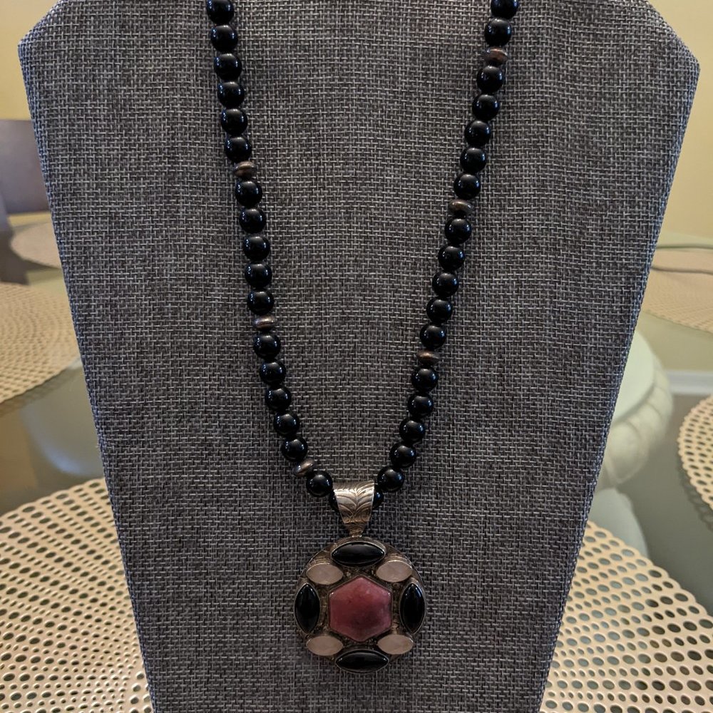 Jay King Black Onyx Gemstone Necklace Sterling Silver .925